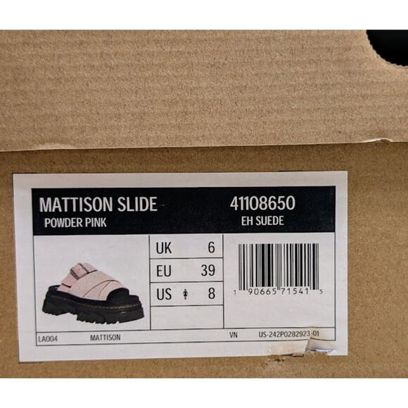 Dr. Martens Powder Pink Suede Mattison Platform Slide Sandals UK 6 NIB - Picture 12 of 14